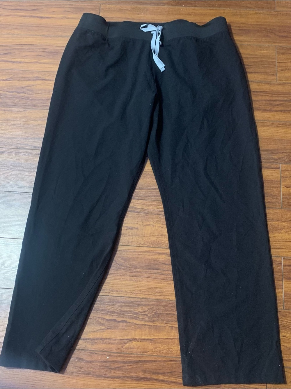 Figs Black Scrub Pants with Gray Drawstring